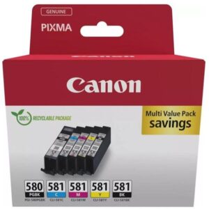 Combo-Pack Original Canon CMYKPB, PGI-580/CLI-581 VP, pentru Pixma TR7550|TR8550|TS6150|TS6250|TS705|TS8150|TS8250|TS9150|TS9155|TS9550, , , "2078C007AA"