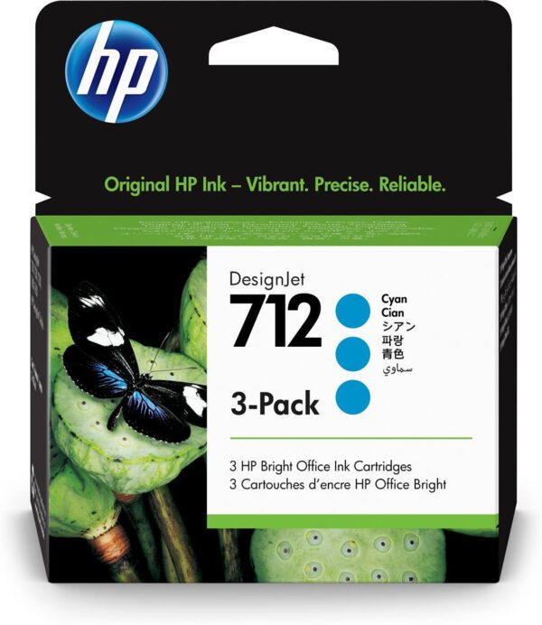 Tri-Pack Original HP Cyan, nr.712, pentru DesignJet Studio 24|Studio 36|T230|T250|T630|T650, 29ml, , "3ED77A" Tri-Pack Original HP Cyan, nr.712, pentru DesignJet Studio 24|Studio 36|T230|T250|T630|T650, 29ml, , "3ED77A"