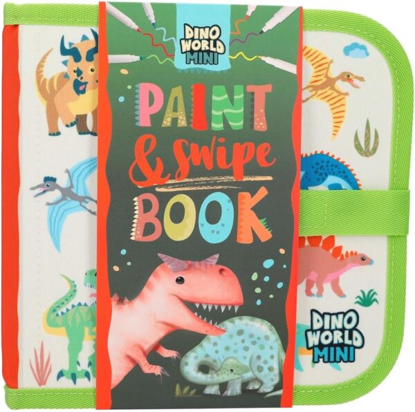 Carte de colorat textilă cu 6 carioci Dino World