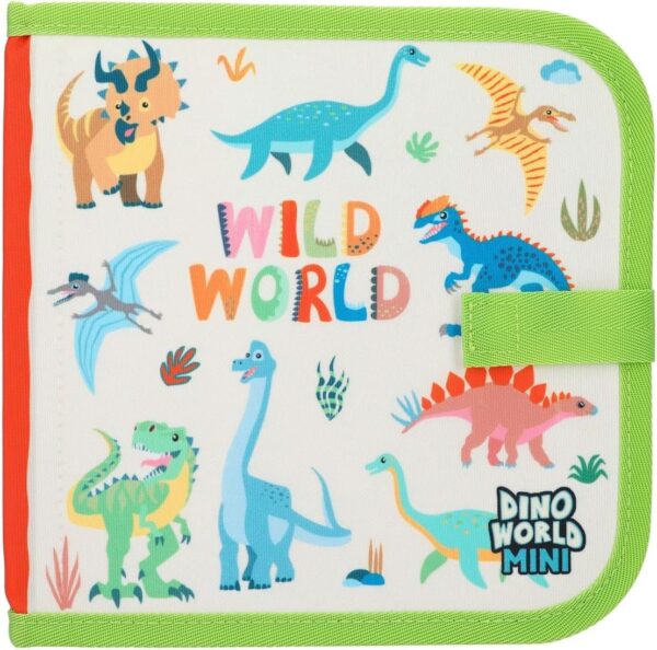 Carte de colorat textilă cu 6 carioci Dino World