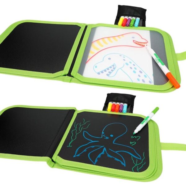 Carte de colorat textilă cu 6 carioci Dino World