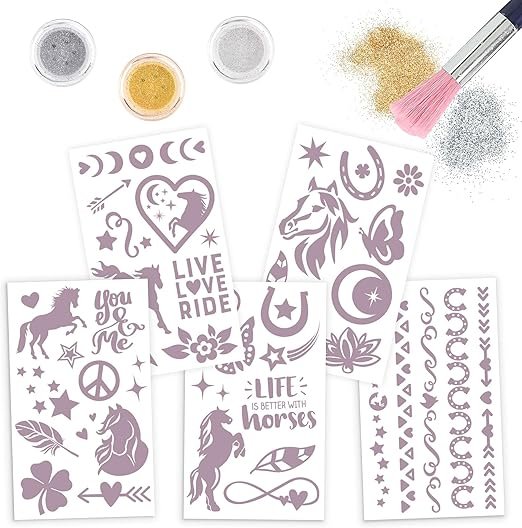 Set tatuaje cu sclipici Horses Miss Melody Set tatuaje cu sclipici Horses Miss Melody