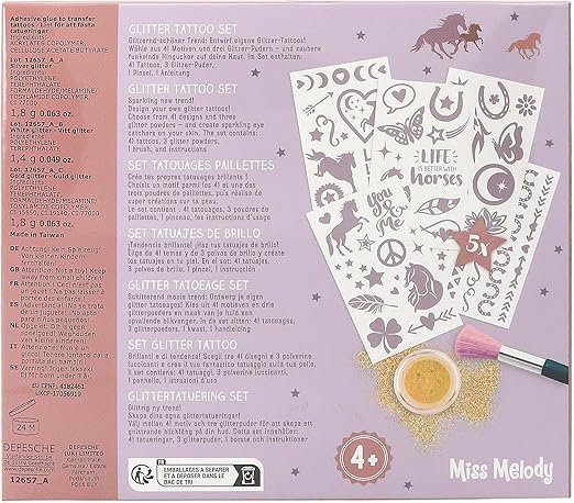 Set tatuaje cu sclipici Horses Miss Melody Set tatuaje cu sclipici Horses Miss Melody