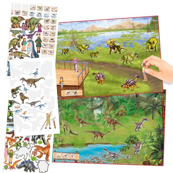 Carte cu stickere Creează grădina zoo Dino World