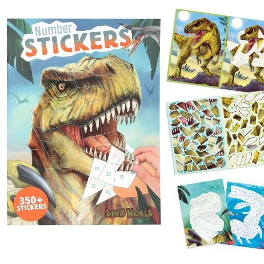 Carte cu numere și stickere Dino World