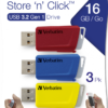 MEMORIE USB VERBATIM StoreNClick 3X16GB USB 3.0 ROSU/NEGRU/GALBEN "49306"