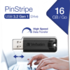 MEMORIE USB VERBATIM PINSTRIPE 16GB NEGRU USB 3.0"49316" MEMORIE USB VERBATIM PINSTRIPE 16GB NEGRU USB 3.0"49316"