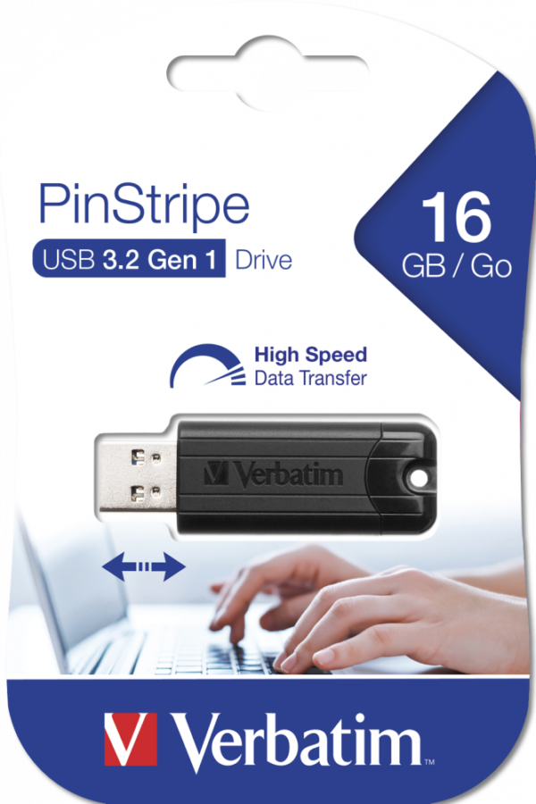 MEMORIE USB VERBATIM PINSTRIPE 16GB NEGRU USB 3.0"49316" MEMORIE USB VERBATIM PINSTRIPE 16GB NEGRU USB 3.0"49316"
