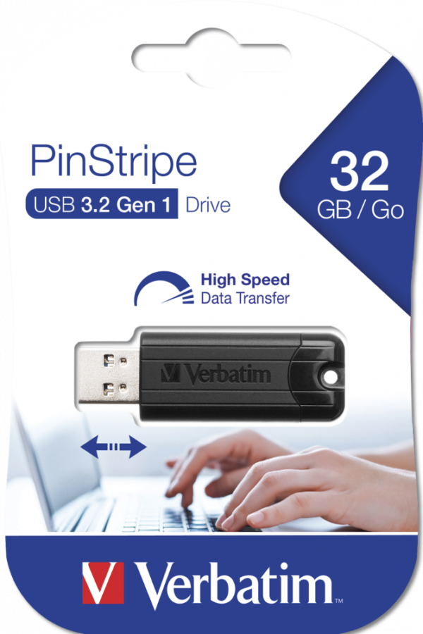 MEMORIE USB VERBATIM PINSTRIPE 32GB USB 3.0 NEGRU "49317"