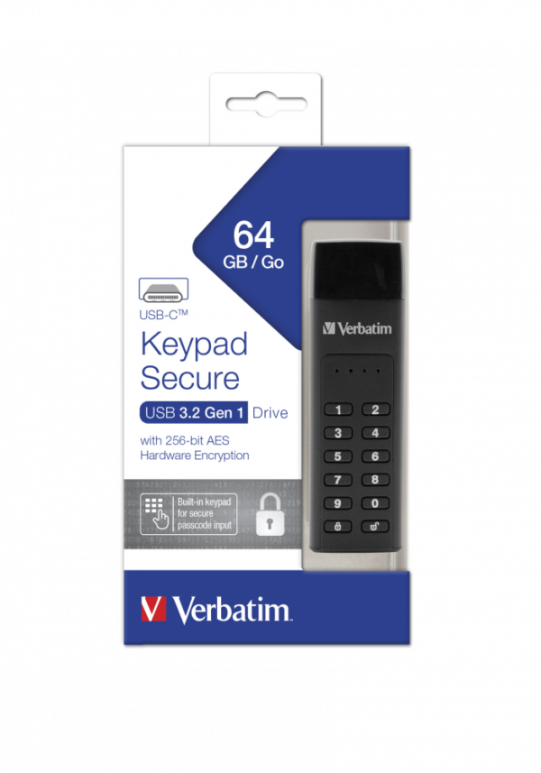 MEMORIE USB KEYPAD VERBATIM 64GB CU ENCRIPTIE AES- 256-BIT USB 3.1, USB C "49431" MEMORIE USB KEYPAD VERBATIM 64GB CU ENCRIPTIE AES- 256-BIT USB 3.1, USB C "49431"