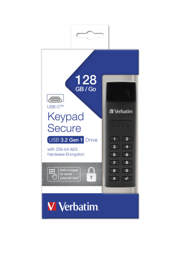 MEMORIE USB KEYPAD VERBATIM 128GB CU ENCRIPTIE AES 256-BIT, USB C "49432"