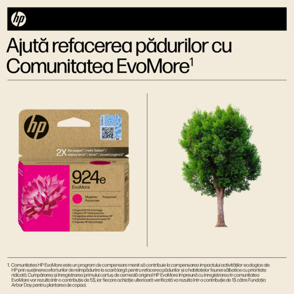 Cartus Cerneala Original HP Magenta, nr.924E, pentru OJ Pro 8122e|8132e, 0.8K, incl.TV 1.2 RON, "4K0U8NE"