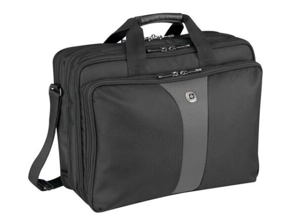 GENTI si RUCSACURI Wenger Legacy 17 inch Triple Gusset Brief, Black/Gray "600655" GENTI si RUCSACURI Wenger Legacy 17 inch Triple Gusset Brief, Black/Gray "600655"
