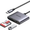 CARD READER extern Ugreen, "CM387" interfata USB Type-C, citeste/scrie: micro-SD/SD viteza pana la 480Mbps, 1 X USB 2.0, suporta carduri maxim 2 TB, aluminiu, gri "80798" - 6957303887989