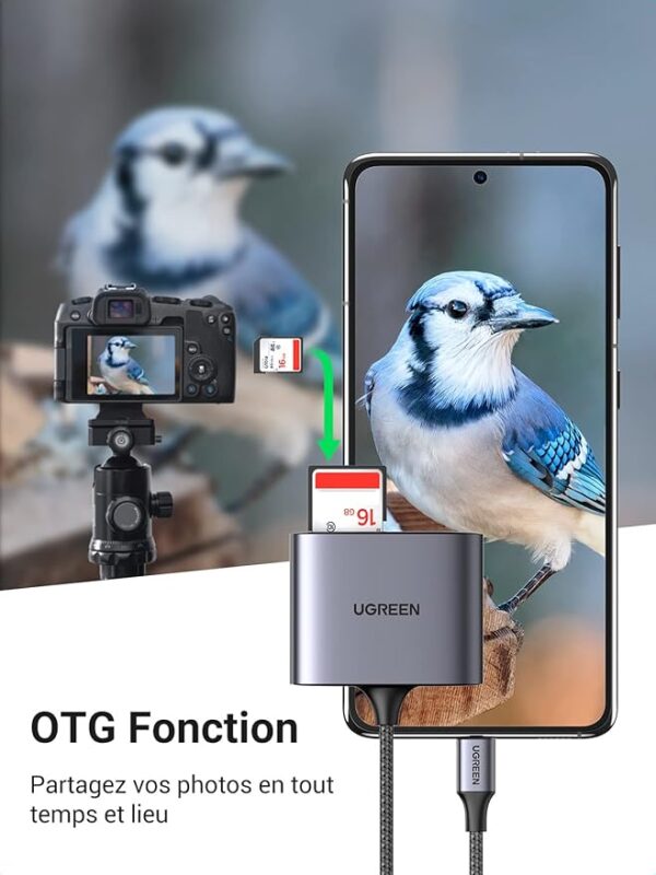 CARD READER extern Ugreen, "CM387" interfata USB Type-C, citeste/scrie: micro-SD/SD viteza pana la 480Mbps, 1 X USB 2.0, suporta carduri maxim 2 TB, aluminiu, gri "80798" - 6957303887989