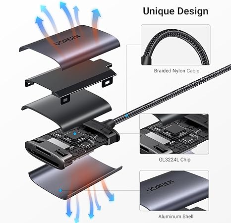 CARD READER extern Ugreen, "CM401" interfata USB Type-C 3.1, citeste/scrie: SD, microSD viteza pana la 480Mbps, suporta carduri maxim 2 TB, metalic, gri "80888" - 6957303888887 CARD READER extern Ugreen, "CM401" interfata USB Type-C 3.1, citeste/scrie: SD, microSD viteza pana la 480Mbps, suporta carduri maxim 2 TB, metalic, gri "80888" - 6957303888887