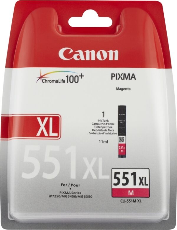 Cartus Cerneala Original Canon Magenta, CLI-551XLM, pentru Pixma IP-7250|8750|IX-6850|MG-5450|5550|5650|6350|6450|6650|7150|7550|MX-725|925, 11ml, , "BS6445B001AA"