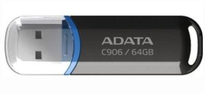 MEMORIE USB 2.0 ADATA 64 GB, cu capac, carcasa plastic, negru, "AC906-64G-RBK"