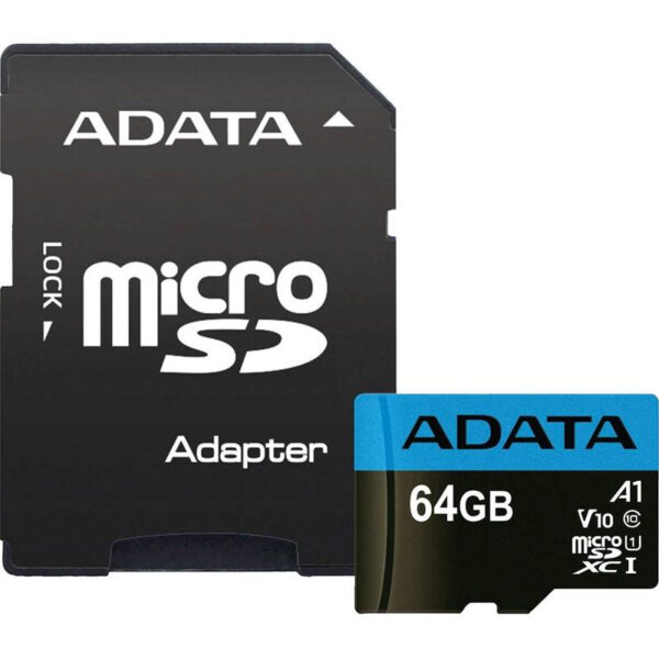 CARD MicroSD ADATA, 64 GB, MicroSDXC, clasa 10, standard UHS-I U1 "AUSDX64GUICL10A1-RA1" CARD MicroSD ADATA, 64 GB, MicroSDXC, clasa 10, standard UHS-I U1 "AUSDX64GUICL10A1-RA1"
