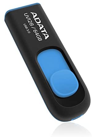 MEMORIE USB 3.2 ADATA 64 GB, retractabila, carcasa plastic, negru / albastru, "AUV128-64G-RBE" MEMORIE USB 3.2 ADATA 64 GB, retractabila, carcasa plastic, negru / albastru, "AUV128-64G-RBE"