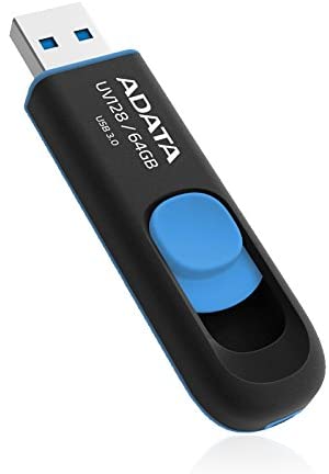 MEMORIE USB 3.2 ADATA 64 GB, retractabila, carcasa plastic, negru / albastru, "AUV128-64G-RBE" MEMORIE USB 3.2 ADATA 64 GB, retractabila, carcasa plastic, negru / albastru, "AUV128-64G-RBE"