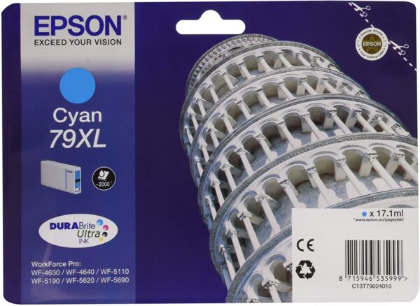Cartus Cerneala Original Epson Cyan, T790240, pentru Workforce Pro WP-5110|51490|5620|5690, , , "C13T79024010"(RAPO) Cartus Cerneala Original Epson Cyan, T790240, pentru Workforce Pro WP-5110|51490|5620|5690, , , "C13T79024010"(RAPO)