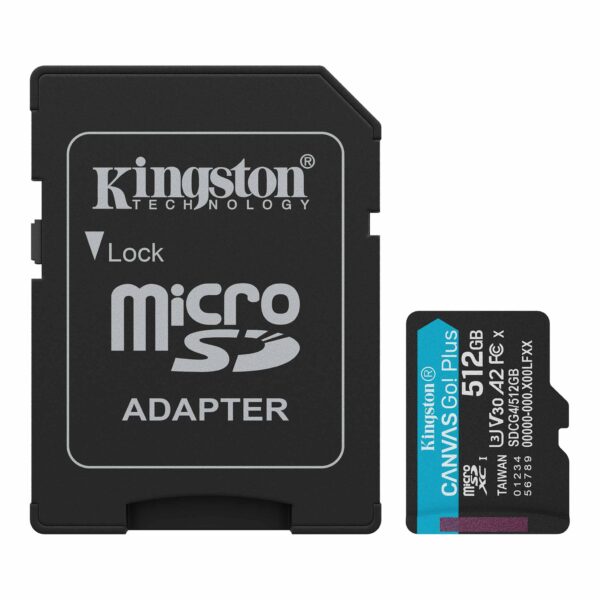 KINGSTON 512GB microSDXC Canvas Go Plus Gen4 200MB/s A2 U3 V30 Card + Adapter "SDCG4/512GB" KINGSTON 512GB microSDXC Canvas Go Plus Gen4 200MB/s A2 U3 V30 Card + Adapter "SDCG4/512GB"