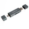 CARD READER extern SPACER, 4 in 1, interfata USB 2.0, USB Type C, citeste/scrie: SD, micro SD; extraconectori mama USB si Type-C, aluminiu, "SPCR-TYPEC-USB-01"