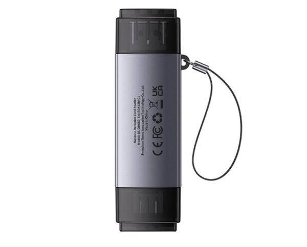 CARD READER extern Baseus Lite,interfata USB 3.0/USB Type-C,citeste/scrie:SD,microSD viteza pana la 480Mbps,suporta carduri maxim 512GB,metalic,gri "WKQX060113" -6932172608200