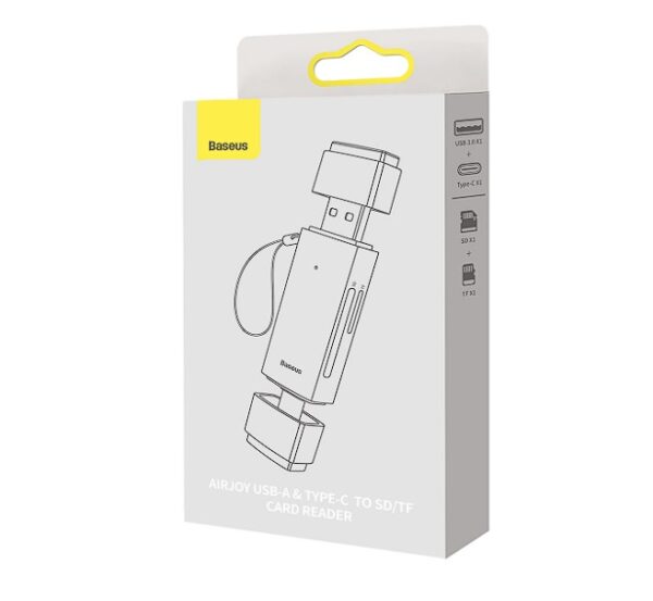 CARD READER extern Baseus Lite,interfata USB 3.0/USB Type-C,citeste/scrie:SD,microSD viteza pana la 480Mbps,suporta carduri maxim 512GB,metalic,gri "WKQX060113" -6932172608200