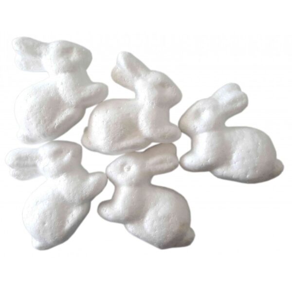 Accesorii creație Colorarte din polistiren, iepure, 6 cm, 5 bucăți pe set