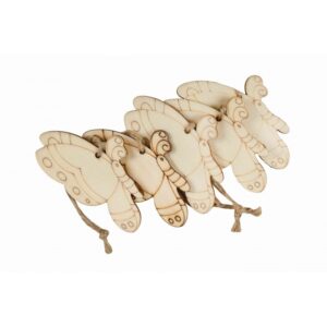 Accesorii creație din lemn pentru pirogravură Colorarte, fluture, 7x7 cm, set 5 buc