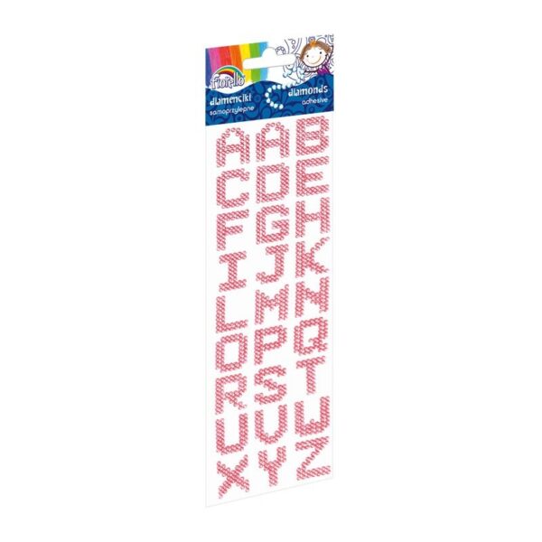 Accesorii de creație Fiorello GR-DS090-04 / 170-2479, diamante din plastic roșii, autoadezive, litere, 27 bucăți