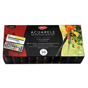 Acuarele 50 culori cutie metalică DACO AR050 Acuarele 50 culori cutie metalică DACO AR050