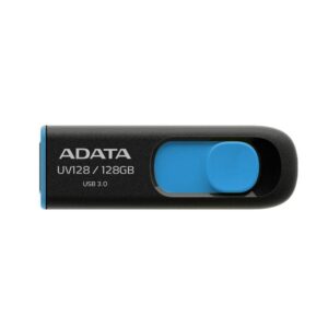 MEMORIE USB 3.2 ADATA AUV128 128GB, retractabila, carcasa plastic, negru / albastru, "AUV128-128G-RBE"