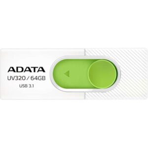 MEMORIE USB 3.2 ADATA 64 GB, retractabila, carcasa plastic, alb / verde, "AUV320-64G-RWHGN"