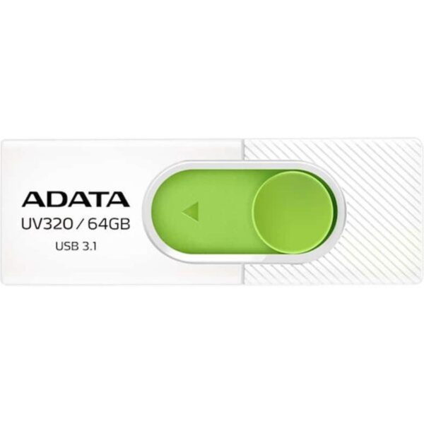 MEMORIE USB 3.2 ADATA 64 GB, retractabila, carcasa plastic, alb / verde, "AUV320-64G-RWHGN" MEMORIE USB 3.2 ADATA 64 GB, retractabila, carcasa plastic, alb / verde, "AUV320-64G-RWHGN"