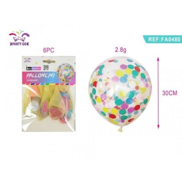 Baloane aniversare PartyGo 30 cm transparente cu paiete diverse culori FA0480 set 6 buc Baloane aniversare PartyGo 30 cm transparente cu paiete diverse culori FA0480 set 6 buc