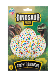 Baloane cu confetti Dino 30 cm, set 6 buc, Grafix
