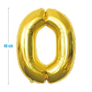 Balon aniversar PartyGo cifra 0, 40 cm, auriu, FB0011