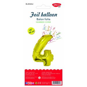 Balon folie cifră 4 auriu 40 cm DACO BL404AU
