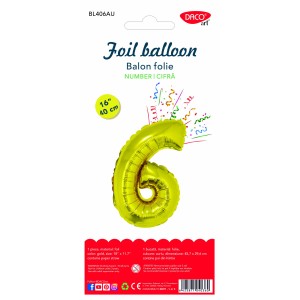 Balon folie cifră 6 auriu DACO BL406AU