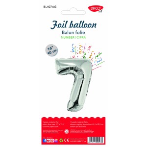 Balon folie cifră 7 argintiu 40 cm DACO BL407AG Balon folie cifră 7 argintiu DACO BL407AG 40 cm