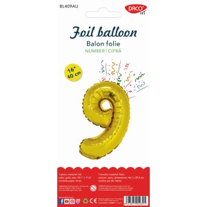 Balon folie cifră 9 auriu DACO BL409AU
