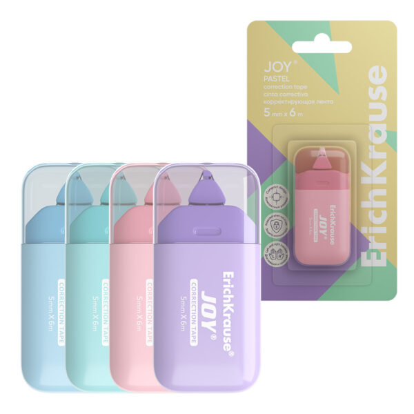 Bandă corectoare ErichKrause Joy Pastel 5 mm x 6 m Bandă corectoare ErichKrause Joy Pastel 5 mm x 6 m