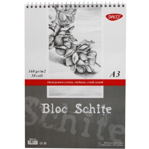 Bloc A3 pentru schițe 160 g/mp 30 file DACO BD316