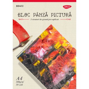 Bloc A4 pânză pictură 300 g/mp 10 coli DACO BD432