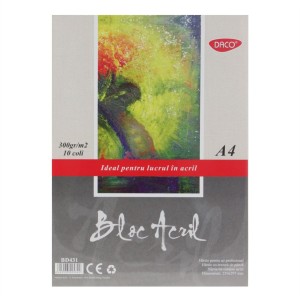 Bloc A4 acril 300 g/mp 10 file DACO BD431