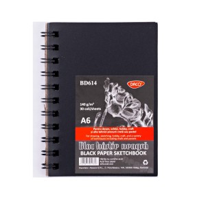 Bloc A6 cu hârtie neagră 140 g/mp, 30 file, DACO BD614
