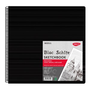 Bloc de schițe DACO BD2511 cu hârtie neagră, 25 x 25 cm, 80 file